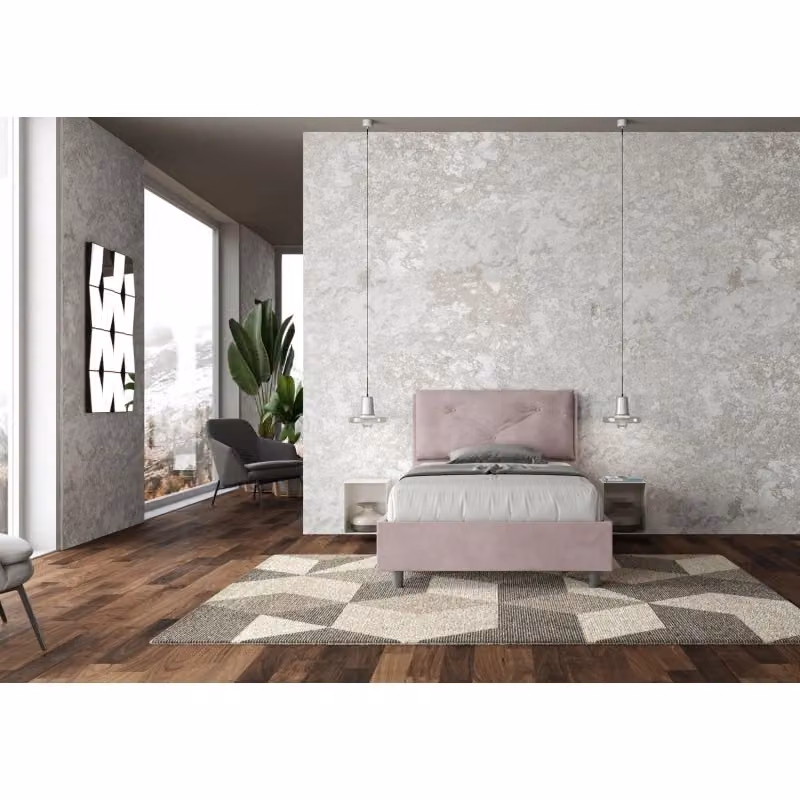 Letto imbottito con contenitore Ityhome in microfibra viola L: 110 cm, P: 212 cm, H: 125 cm – 2