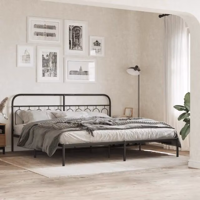 Letto con testiera in metallo nero vidaXL L/P: 200 x 200 cm – 1