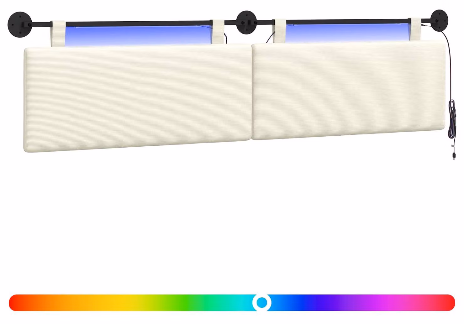Testiera sospesa Con luce LED Crema Tessuto in Cords