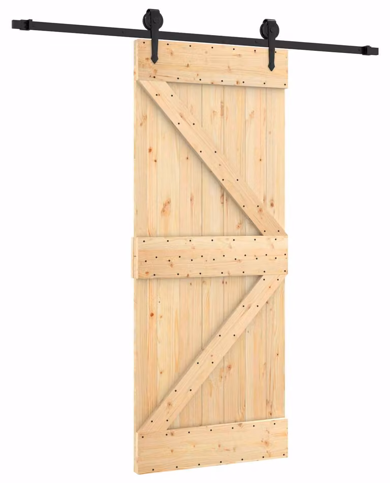 Porta scorrevole Naturale e Nero 85 x 210 cm