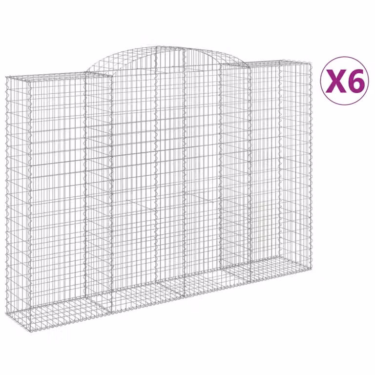 Cesti Gabbioni ad Arco 6 pz 300x50x200/220 cm Ferro Zincato
