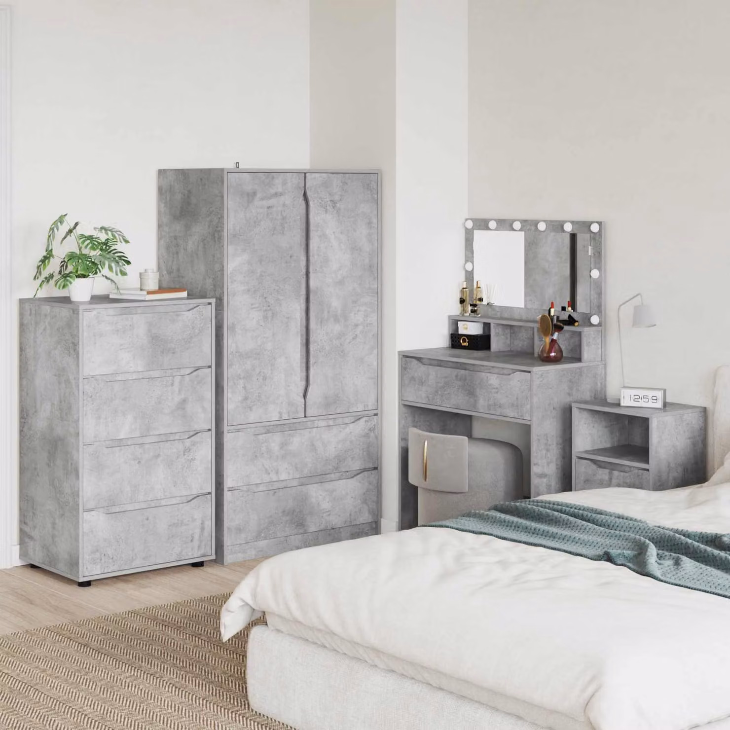 Set di 2 armadi di stoccaggio vidaXL in legno MDF grigio, design moderno, L 60 cm x P 48 cm x H 105 cm