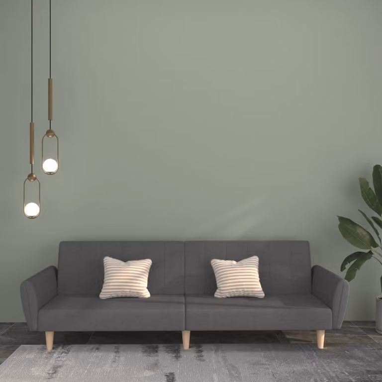 vidaXL Divano Letto Click-Clack Moderno in Tessuto Grigio con Struttura in Legno Solido e Poggiatesta Regolabile