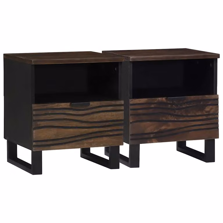 Set di 2 comodini vidaXL in legno color marrone rustico, L 40 cm x P 33 cm x H 46 cm