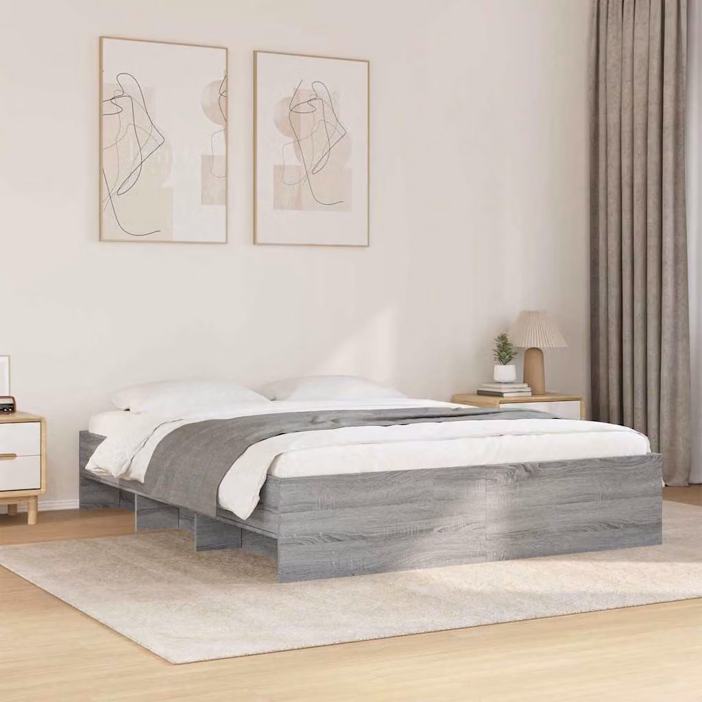 Giroletto senza materasso vidaXL in legno e truciolato, Grigio Sonoma, L 160 x P 200 cm – 1
