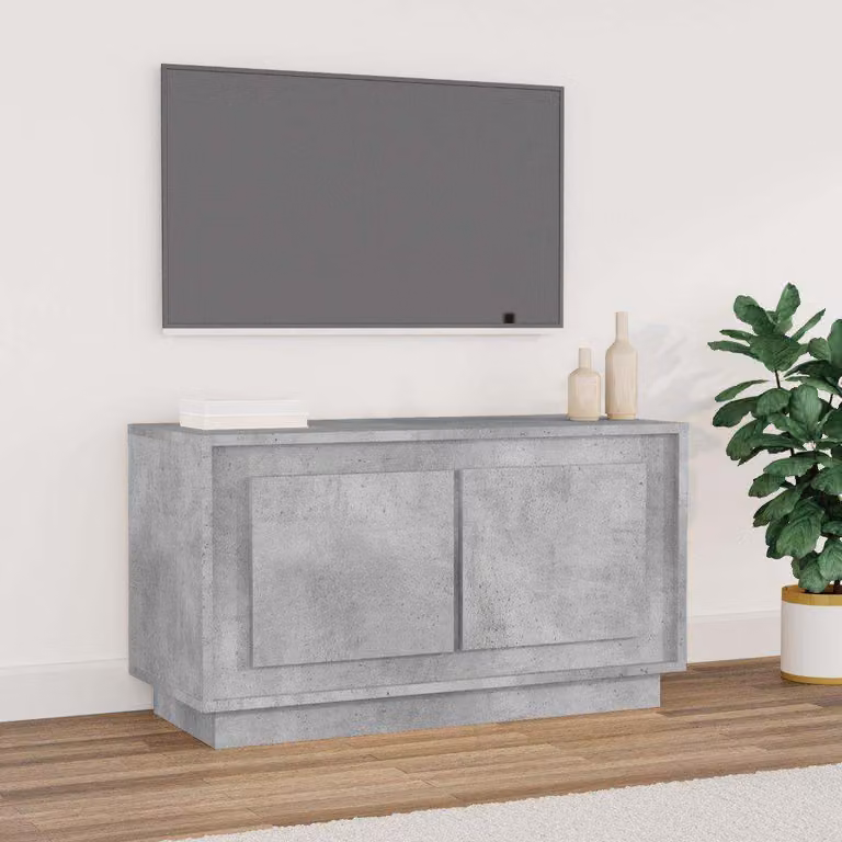 Mobile Porta TV Moderno vidaXL in Legno e MDF Grigio Cemento L 80 cm x P 35 cm x H 45 cm con Ruote