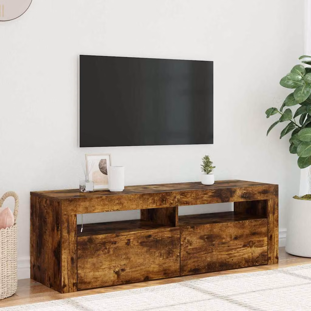 vidaXL Mobile Porta TV Moderno in Rovere Fumo con Luci LED Integrate L/P/H: 120 x 35 x 40 cm