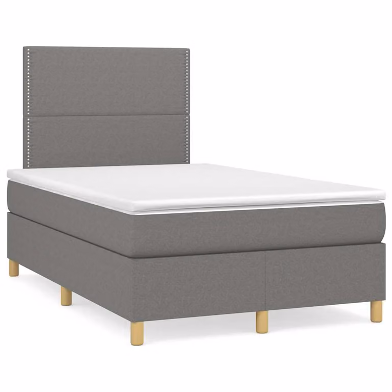vidaXL Giroletto a Molle con Materasso Ibrido in Tessuto Grigio e Bianco L/P/H: 120 x 200 x 45 cm