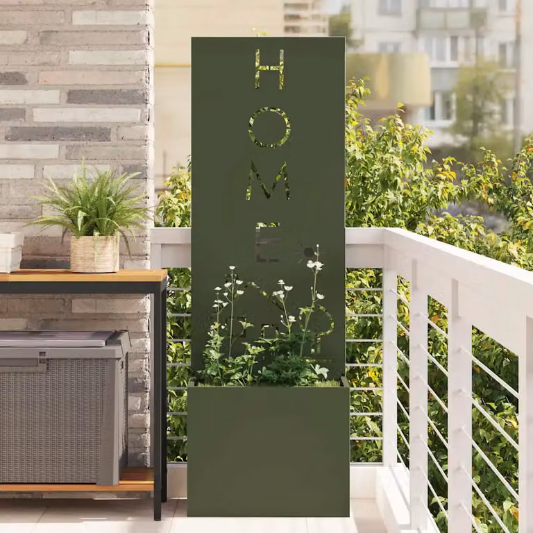 vidaXL Paravent per privacy in giardino Oliver, verde, in acciaio, L 50 x P 32 x H 150 cm