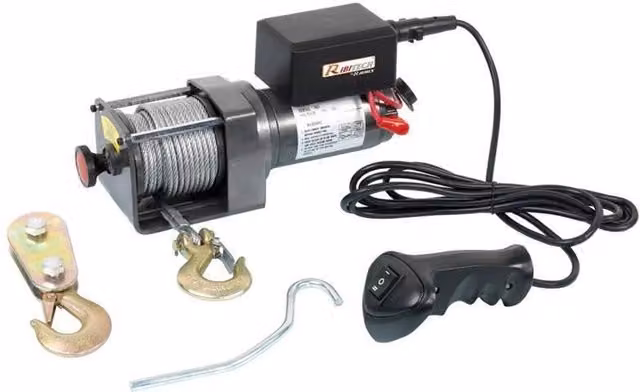 Verricello Argano Paranco Trade Shop 12v con Telecomando e Cavo in Acciaio Max 1134kg Mod.pe12v-2500 Grigio