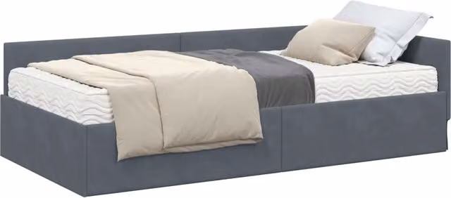 Letto singolo | Letto per adulti | Struttura Letto Angolare con Materasso 2 pcs Grigio Velluto