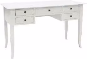 Scrivania scrittoio in legno Shabby chic 5 cassetti bianca