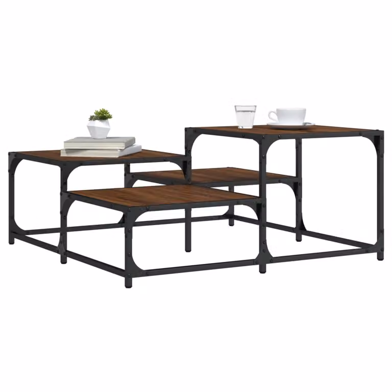 vidaXL Tavolino da salotto quadrato in legno rovere marrone L 87,5 x P 87,5 x H 40 cm