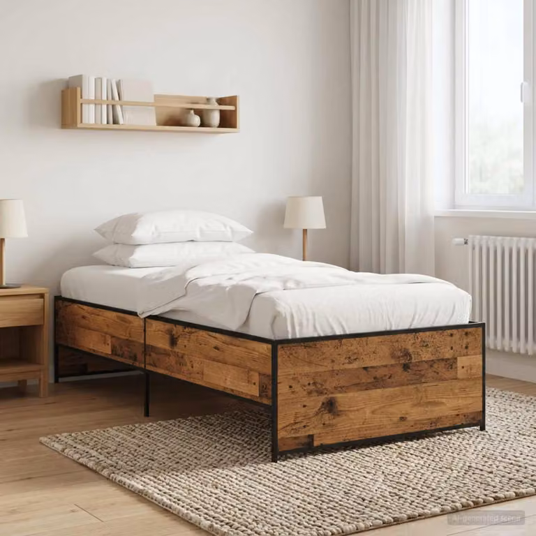 Struttura del letto vidaXL in legno e metallo color marrone con doghe fisse L 80 x P 200 cm