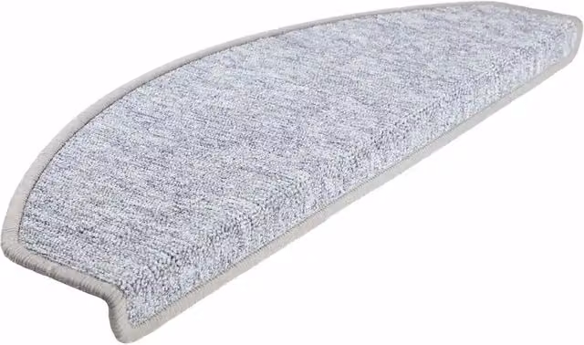 Set di 20 tappetini per scale semicircolari in polipropilene grigio chiaro, antiscivolo e fonoassorbenti, L: 65 cm, P: 24 cm, H: 4 cm