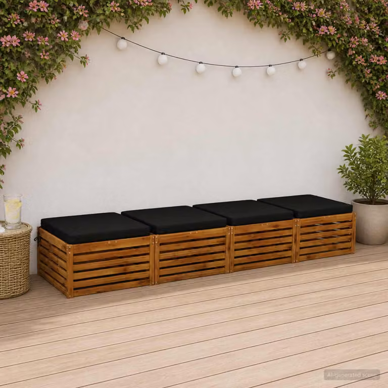 Set di 4 cuscini per sedia vidaXL SOEST in poliestere nero con fodera rimovibile e resistenza UV