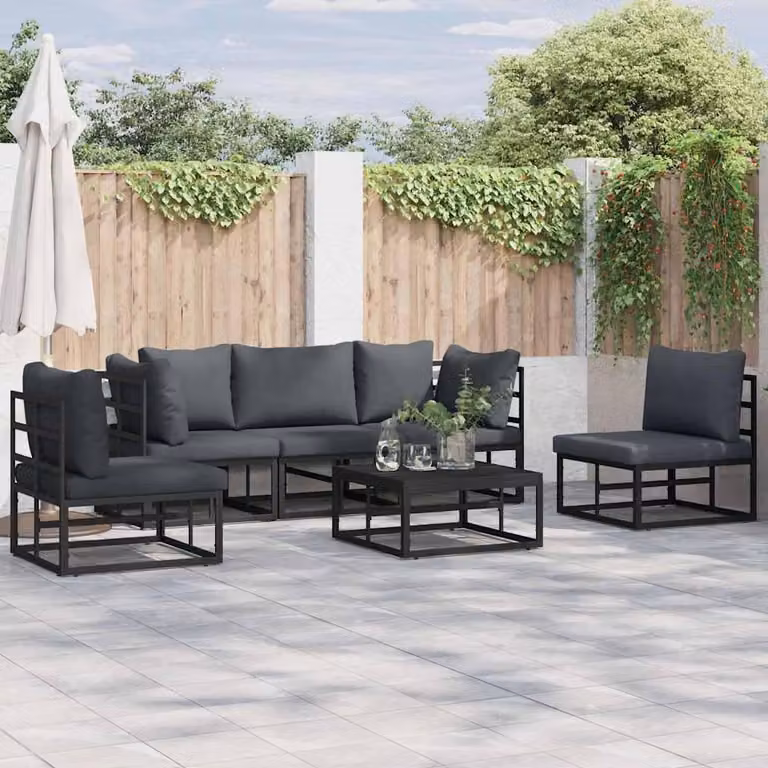 Maison Exclusive - Set da giardino composto da 6 pezzi, divano, colore nero, struttura in alluminio
