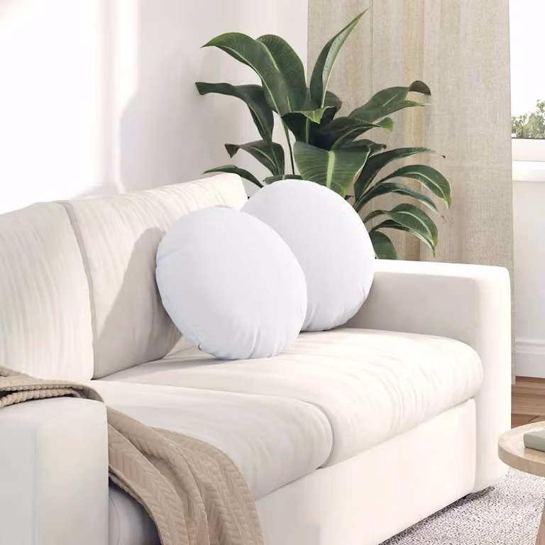 Set di 2 cuscini per seduta rotondi vidaXL in tessuto bianco, Ø 40 cm x 13 cm