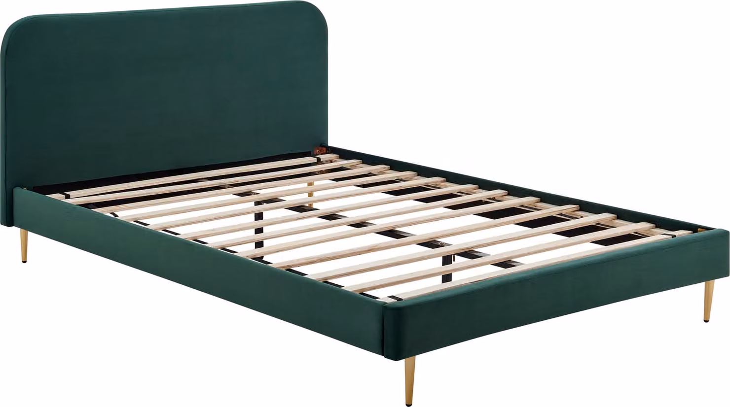 Letto imbottito con rivestimento in velluto verde 140x200 cm