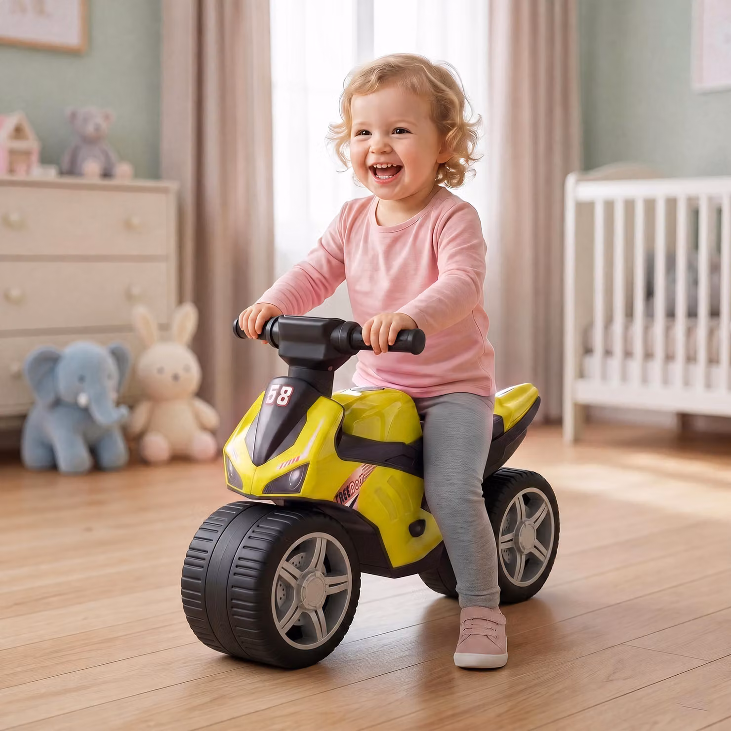 Bicicletta senza pedali AIYAPLAY con musica e ruote extra larghe per bambini 18-36 mesi, verde – 2