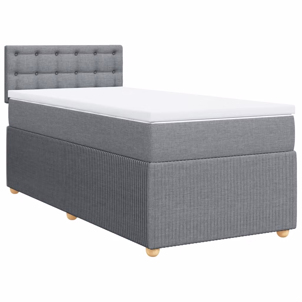 Giroletto a Molle con Materasso Grigio Chiaro100x200 cm Tessuto