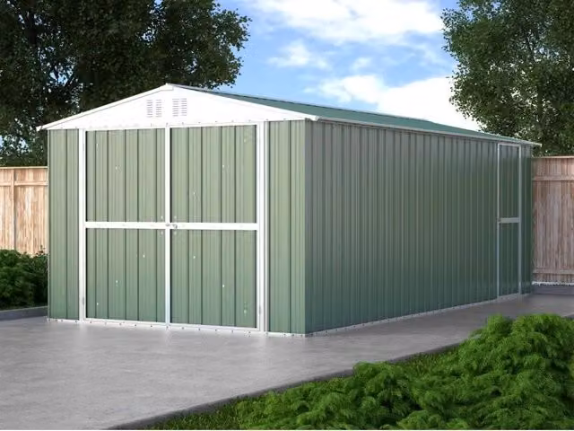 Garage in acciaio zincato NOTEK Verde L: 611 cm, P: 327 cm, H: 235 cm – 1