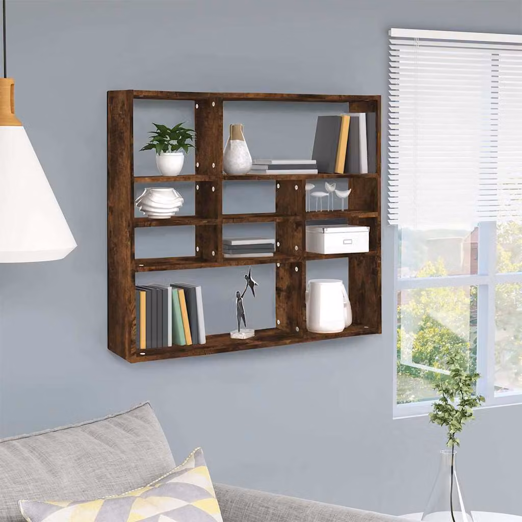 vidaXL Mensola a Muro Moderna in Legno Rovere Fumo, L 90 x P 16 x H 78 cm