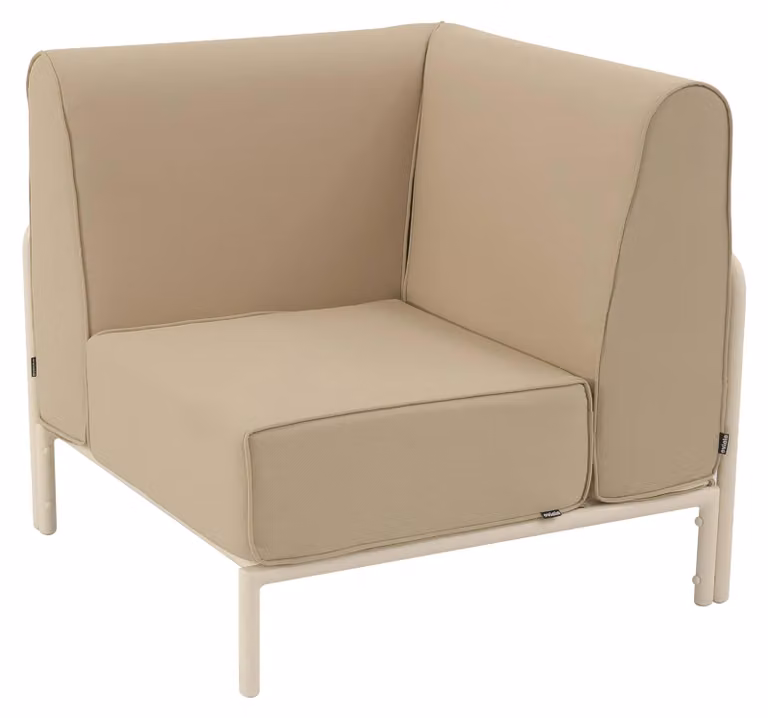 Poltrona angolare per mobili da giardino modulari tessuto beige - Oviala Patio