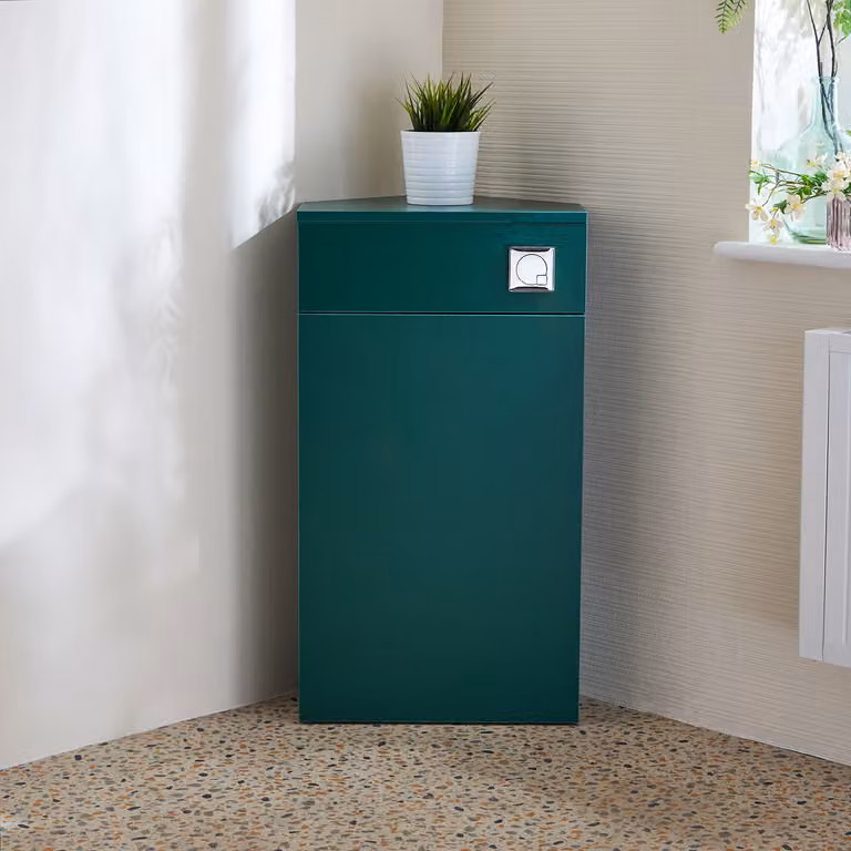 Unità WC Angolare in Verde Scuro con Pulsante di Scarico Cromato (Sanitario non Incluso) - Cluo