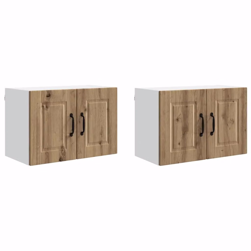 Set di 2 pensili da cucina vidaXL in legno rovere marrone con ante a battente e ripiani interni, L 60 cm x P 31 cm x H 40 cm – 2