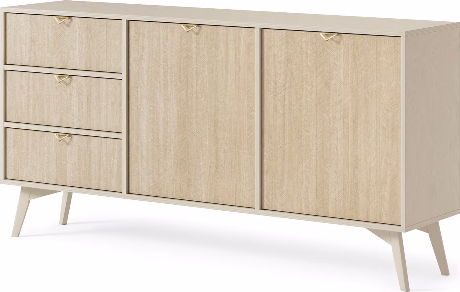 Comò, credenza - Design elegante, colori marrone e beige, larghezza 158 cm