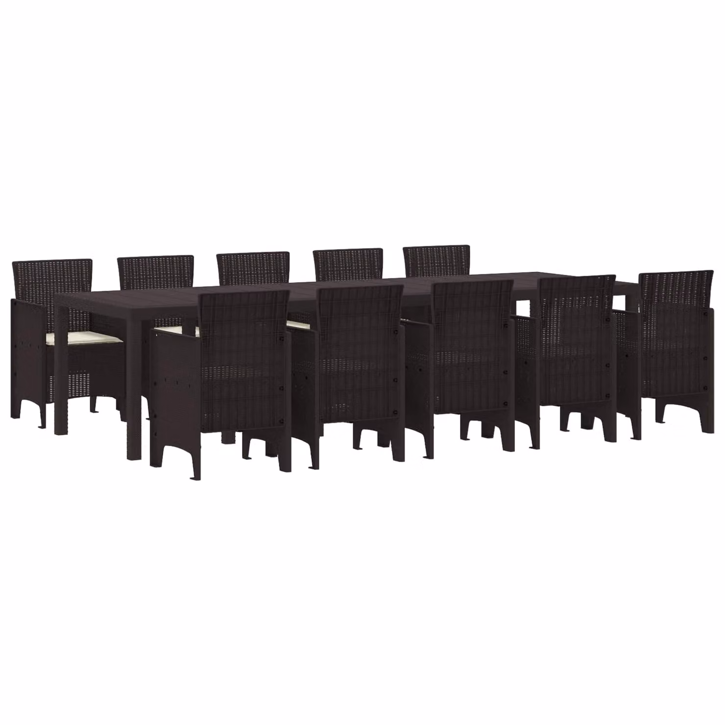 vidaXL Set da Pranzo per Giardino 11 pz Marrone e Crema Rattan