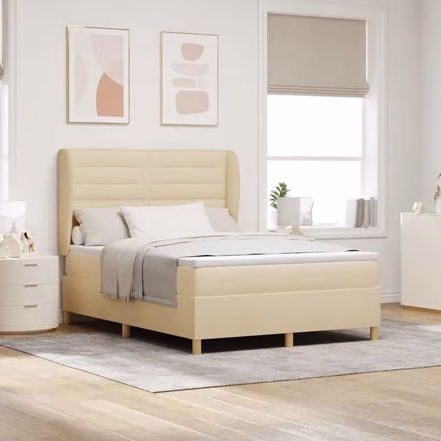 Letto ibrido con materasso vidaXL in tessuto beige L 140 x P 200 cm