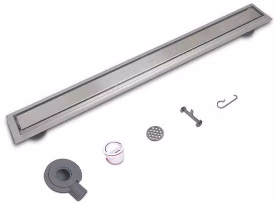 Canaletta doccia in acciaio inossidabile da 80 cm, 2 in 1, fissabile alla parete, piatta, con scarico a 360°