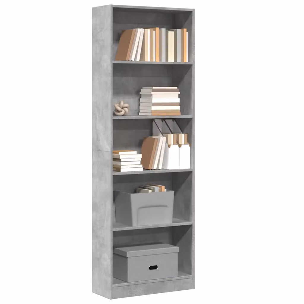 Libreria vidaXL in stile industriale grigio con pannello posteriore, L: 60 cm, P: 24 cm, H: 176 cm