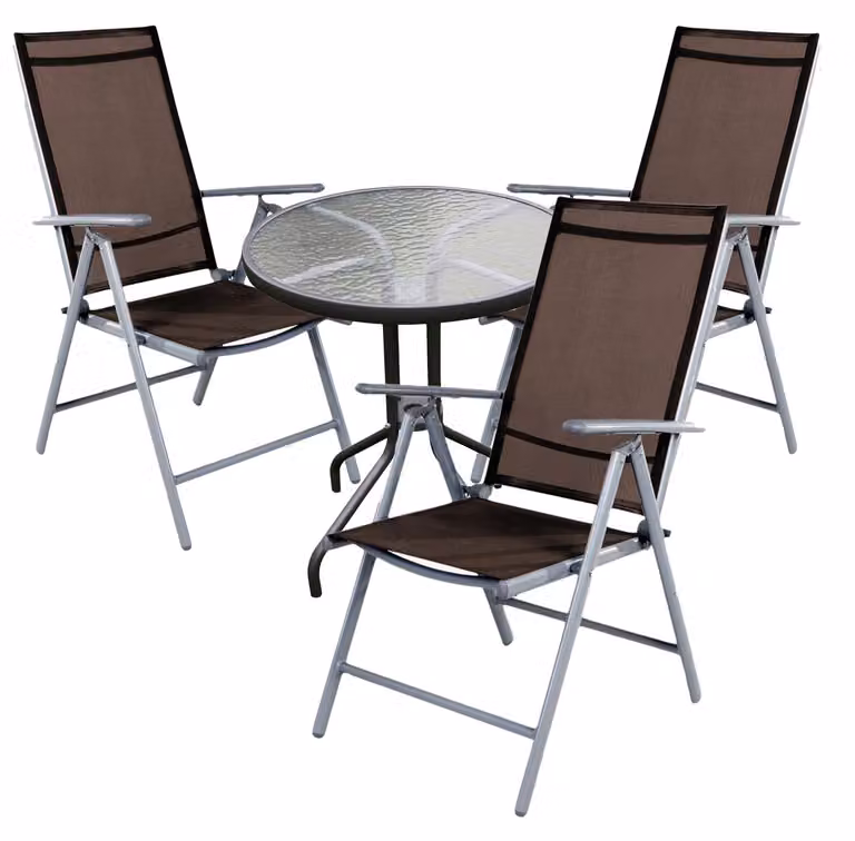 Set da bistrot, 4 pezzi, grigio argento/marrone cioccolato