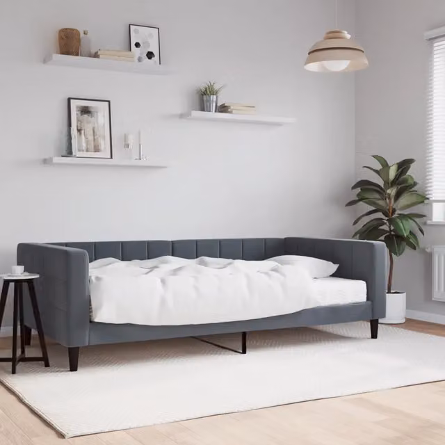 Divano Letto con Materasso Grigio Scuro 100x200 cm in Velluto 3196675