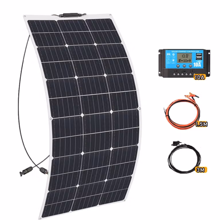 Set di pannelli solari flessibili, alta efficienza del 21,8%, opzioni di potenza multiple (100W/200W/300W), set di pannelli solari da 100W