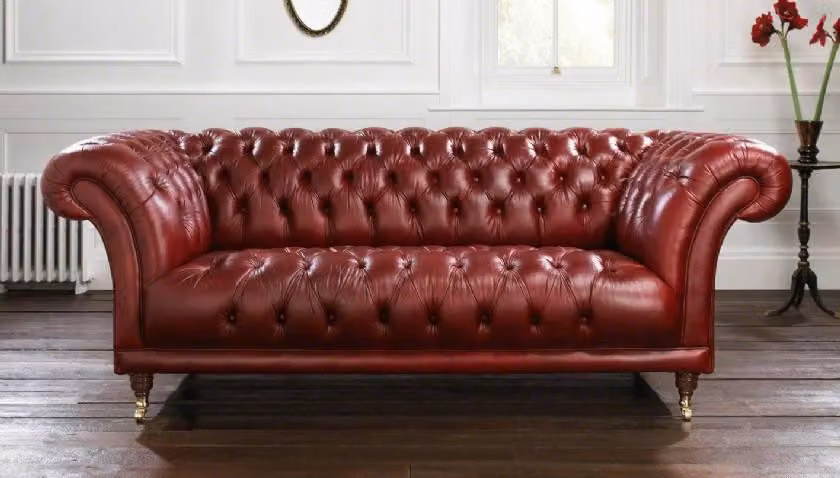 XXL Rot Sofa 3 Sitzer Couch Chesterfield Polster Sitz Garnitur Leder