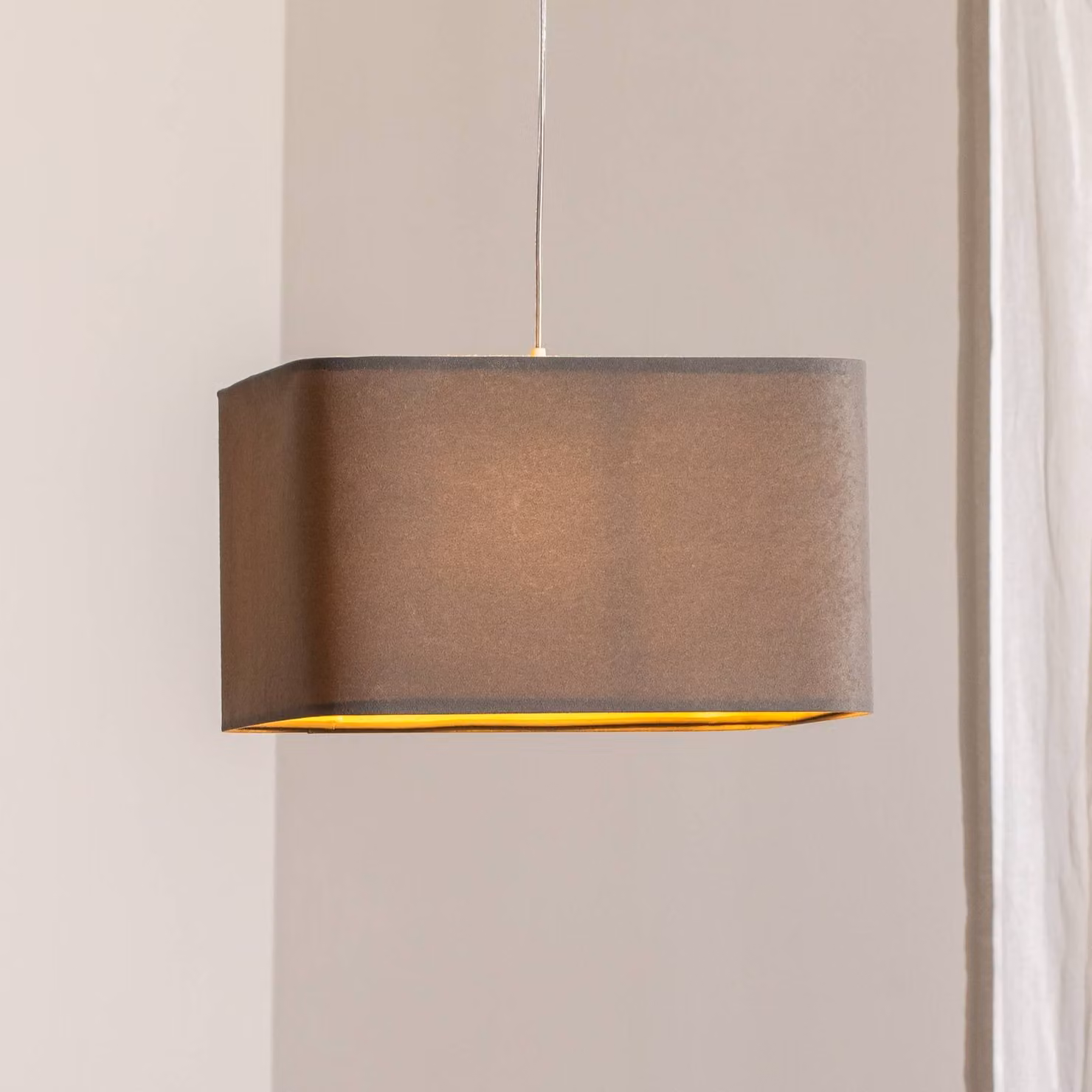 Lampada a sospensione Kwadro Maco Design, dimmerabile, Alluminio / Grigio / Zincato, Soggiorno / Sala da pranzo, Tessuto / Stoffa / Seta, Lampada a sospensione