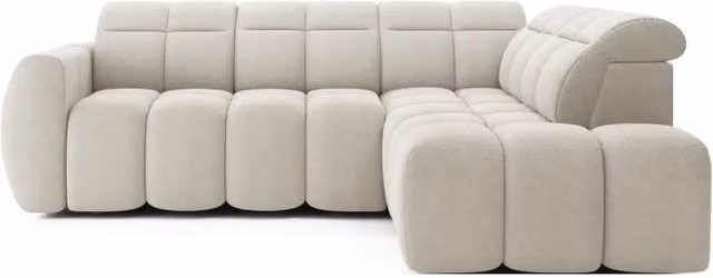 Divano ad angolo elettrico MEUBLORAMA RONDA 4 posti beige con angolo destro, funzione letto e poggiatesta regolabile