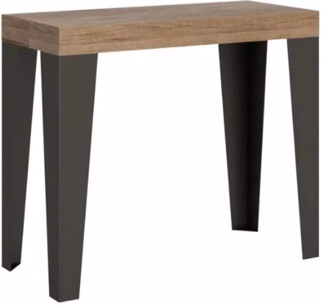 Consolle allungabile Itamoby Flame Premium in quercia natura con gambe antracite L/P/H: 90 x 40/300 cm