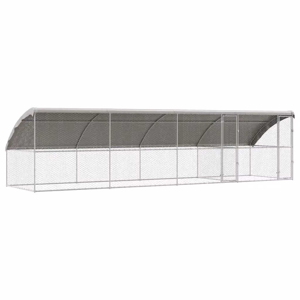 Set di 4 cuccie per cani vidaXL in metallo argento resistente alle intemperie L: 8 m, P: 2 m, H: 2 m – 2