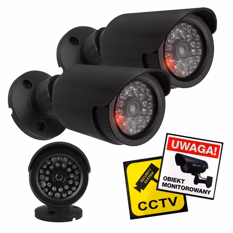 Set con due finte telecamere tubolari LED IR neri Alimentazione 2xAA (non incluse nella confezione) ABS IR1800 BT