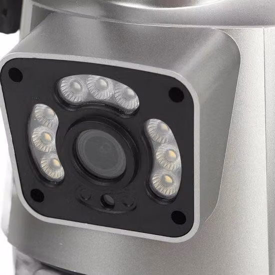 Telecamera da esterno impermeabile da 4 MP con rotazione a 360 gradi, rilevamento del movimento, funzione vocale e modalità notturna.