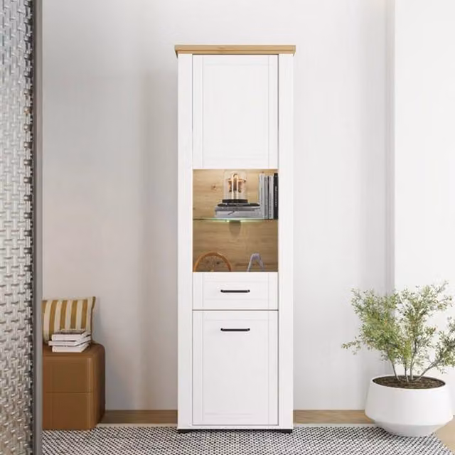 Mobile Espositore Piscinas, Vetrina 4 Ripiani, 60.5x41x194.5h cm Bianco