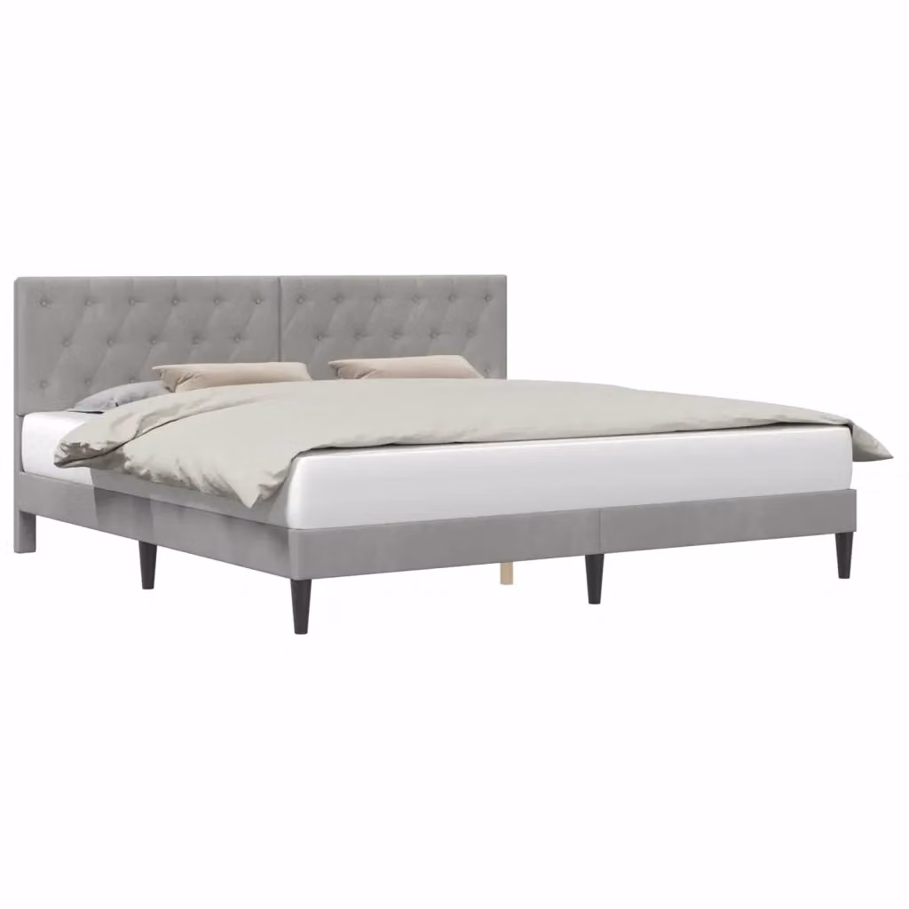 Struttura letto con giroletto in velluto grigio DESIGN IN L 180 x P 200 cm – 2