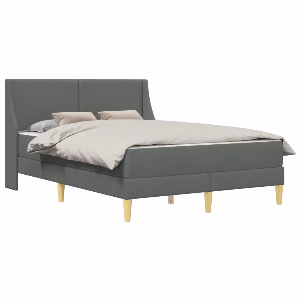 Letto moderno con testiera e materasso in schiuma vidaXL, rivestimento in tessuto grigio e struttura in legno e poliestere – 2