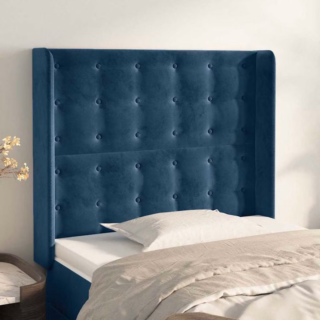 Testiera ad orecchio vidaXL in velluto blu scuro L: 93 cm, P: 16 cm, H: 118-128 cm