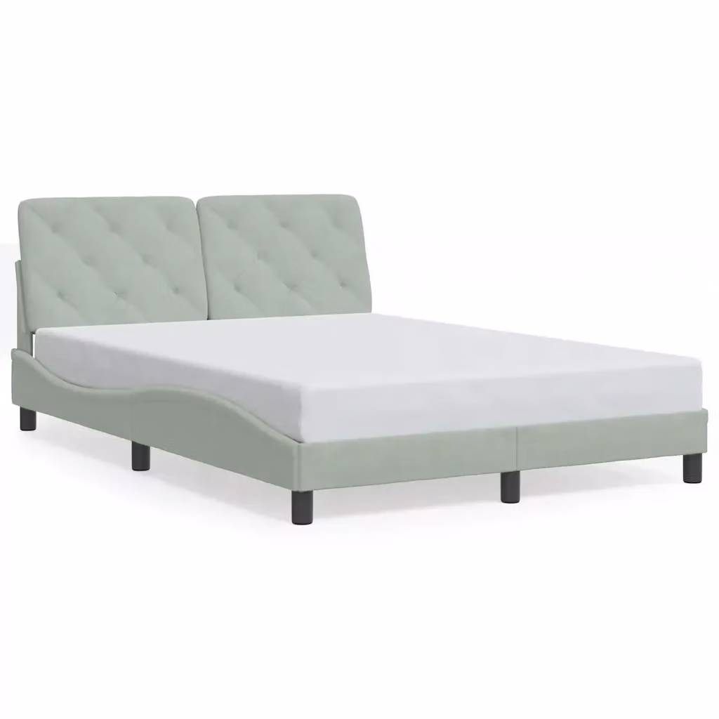 vidaXL Giroletto senza Materasso in Velluto Grigio 140x200 cm – 2